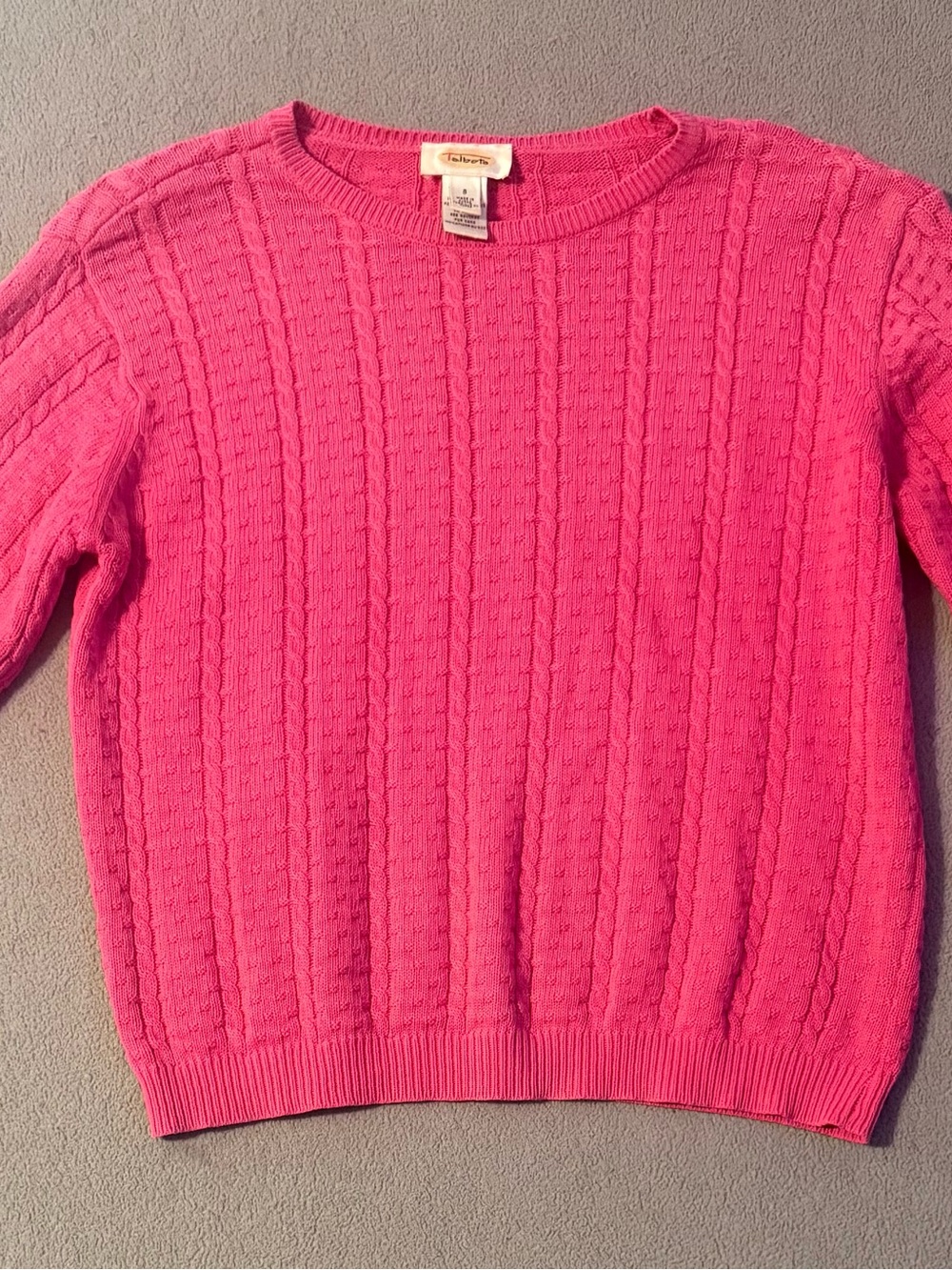 Talbots Hot Pink Cable-Knit Crew Sweater